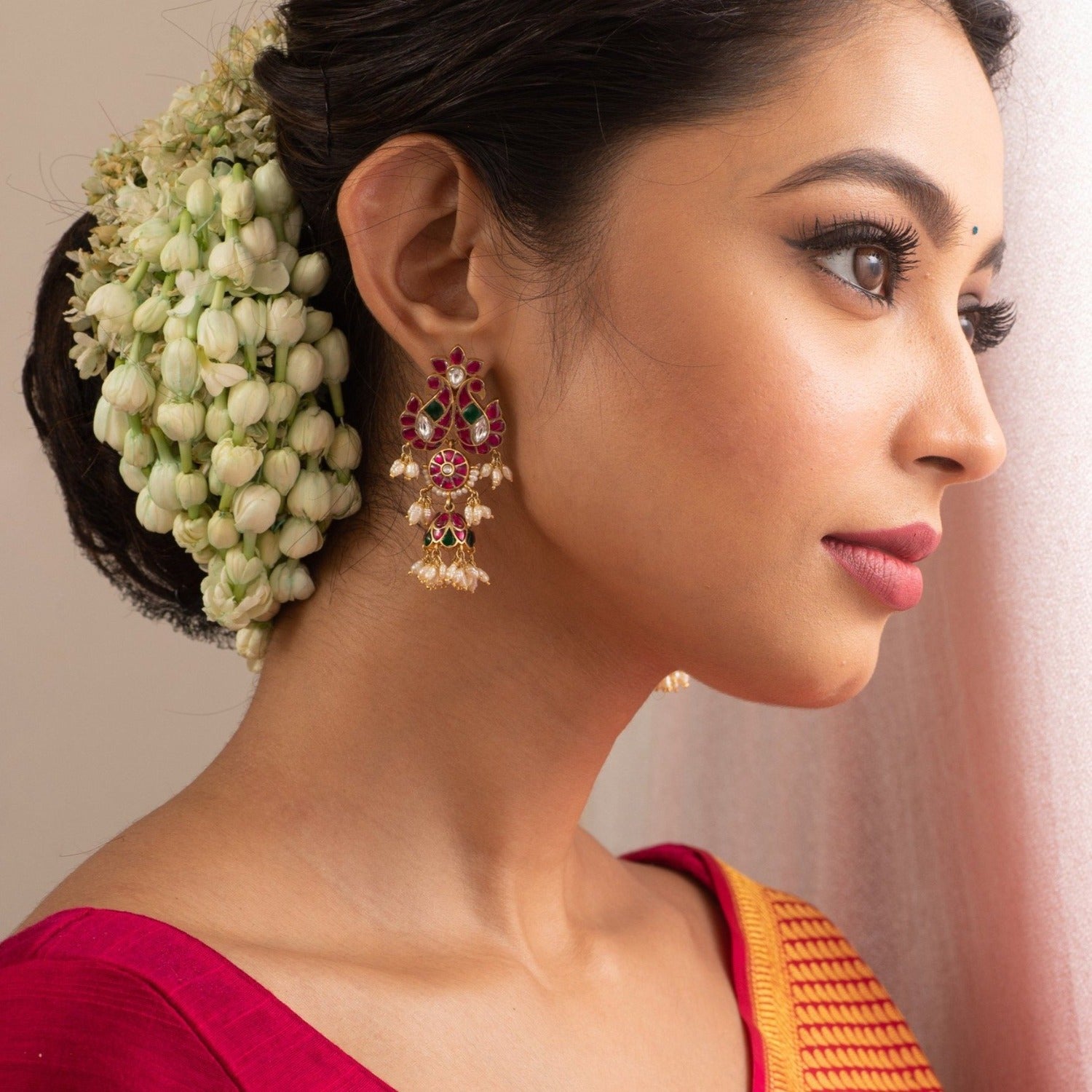 Barkha Kempu Silver Earrings