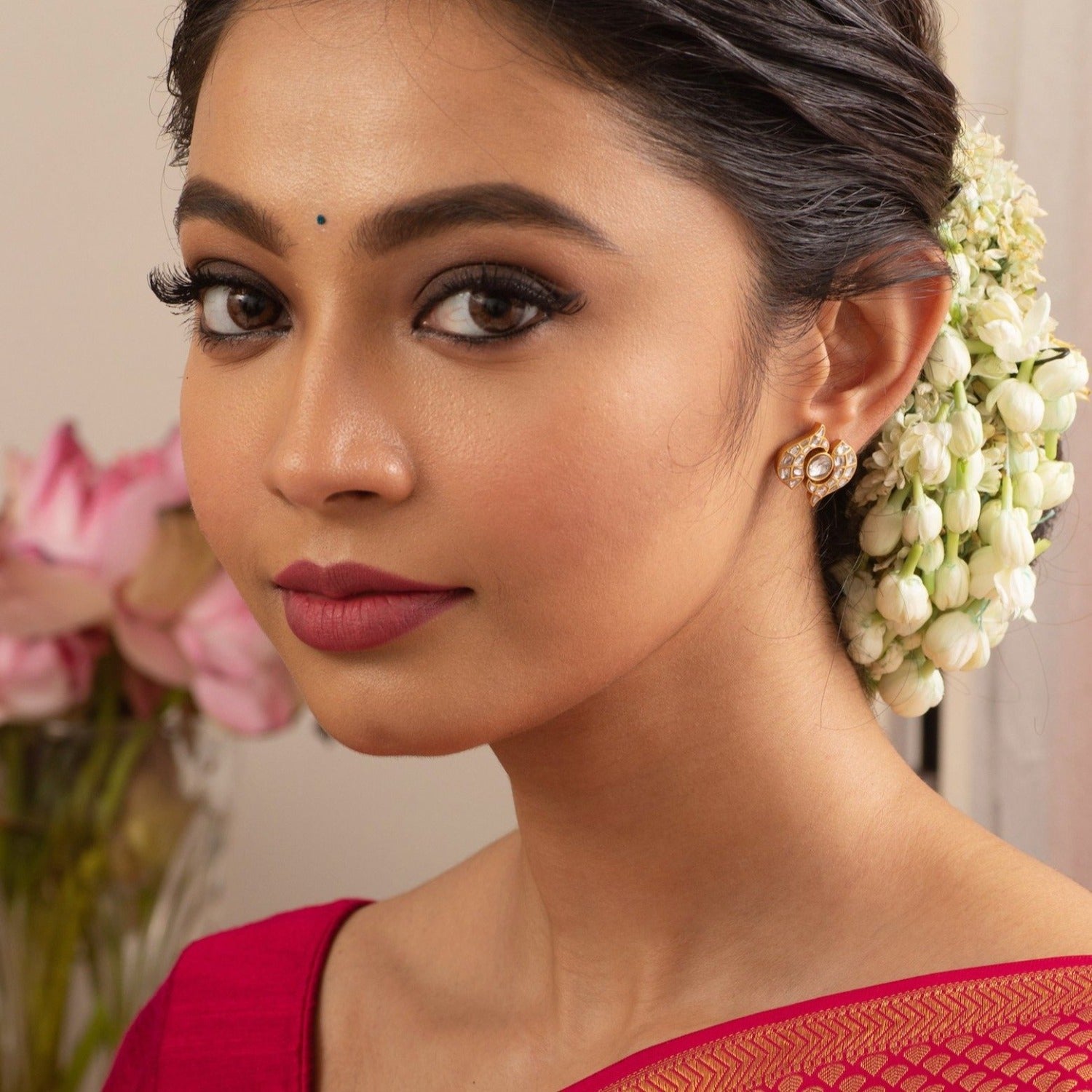 Earrings Rohita Jadau Silver Studs