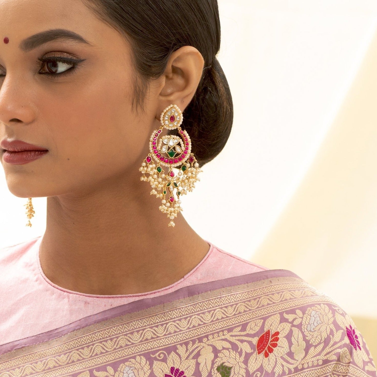 Earrings Nipuna Jadau Silver Chaandbali Earrings