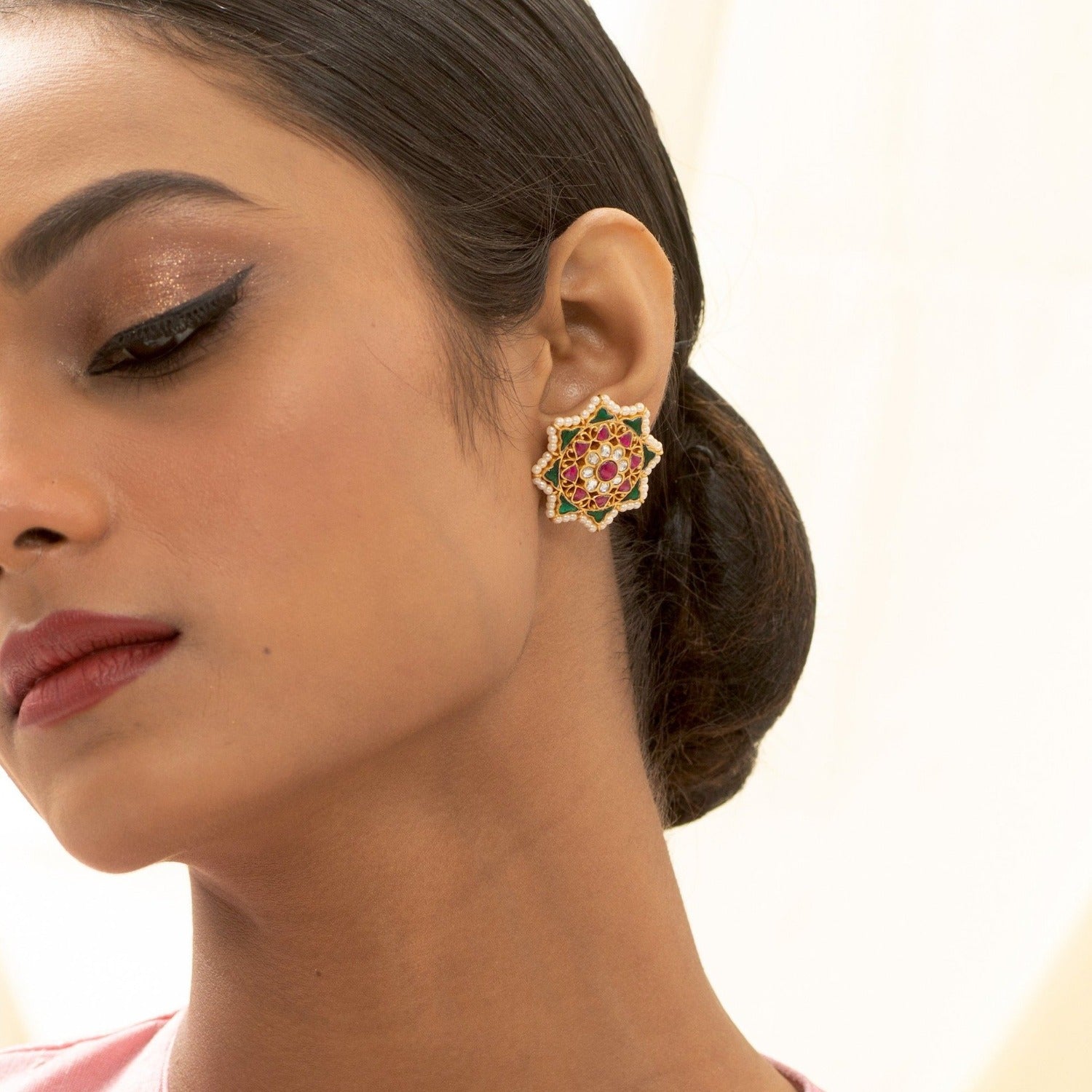 Earrings Nakshatra Jadau Silver Stud Earrings