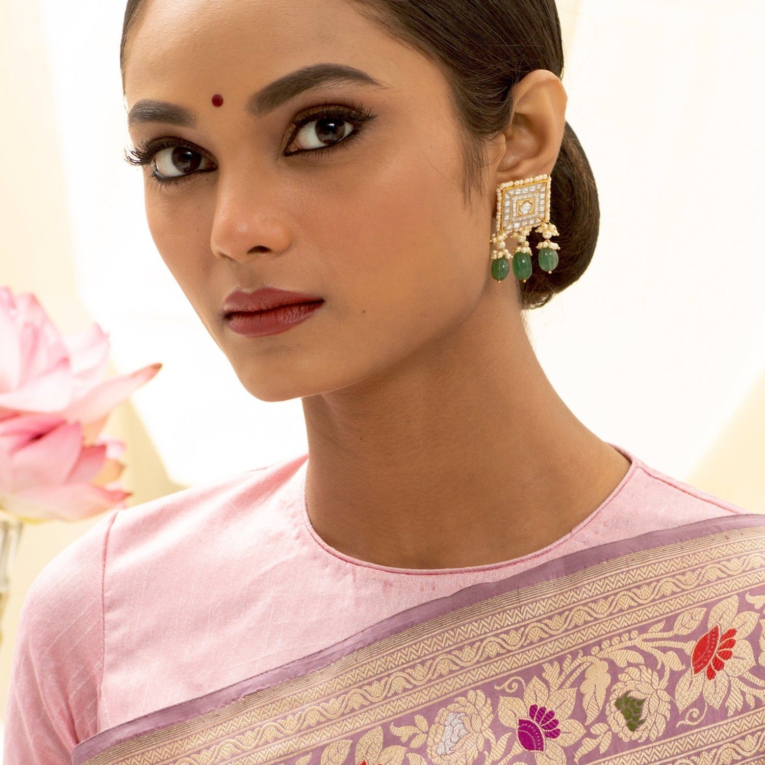 Earrings Charuthi Jadau Silver Earrings