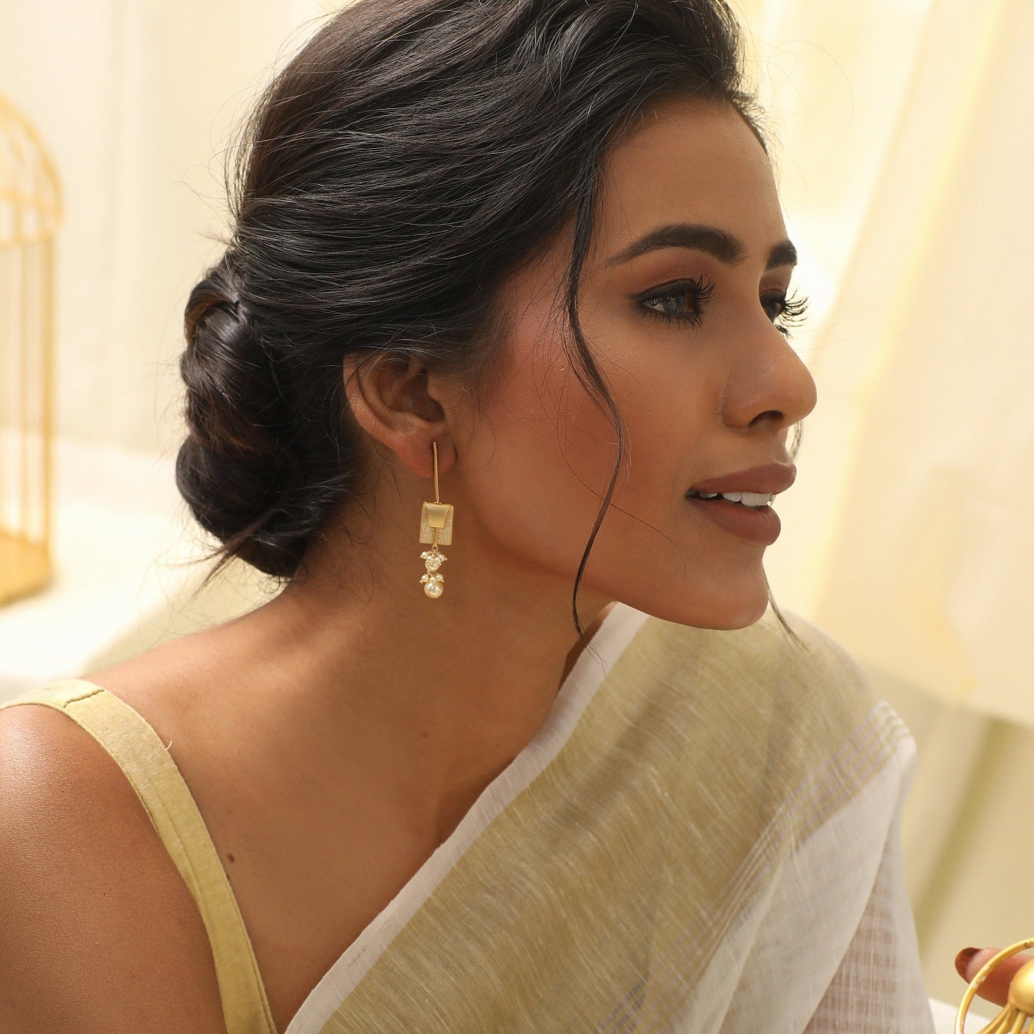 Aakriti Pearl Silver Earrings