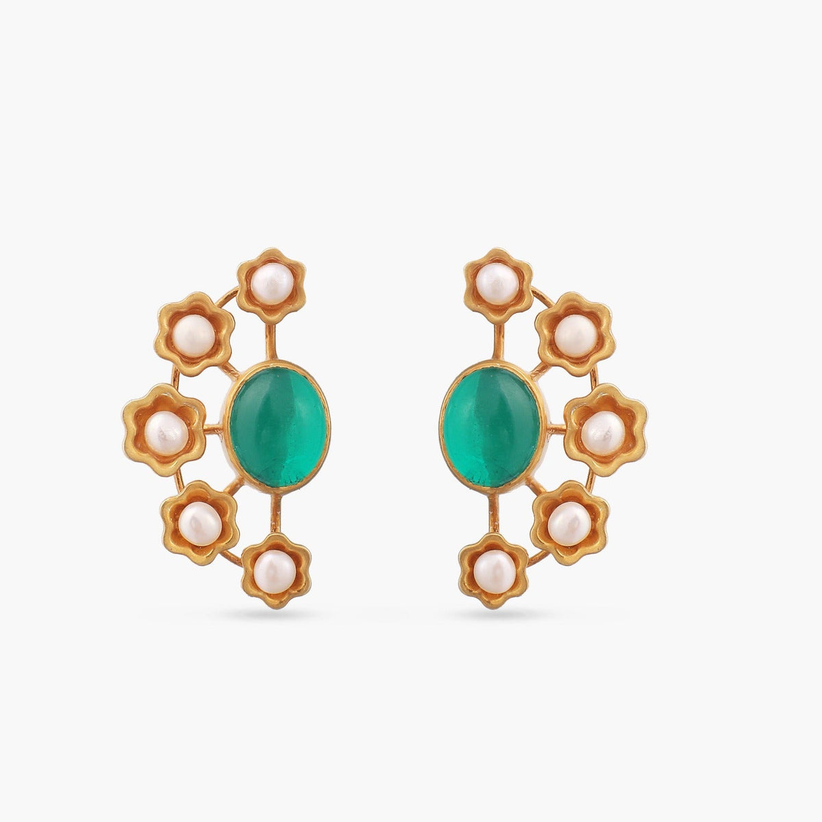 Earrings Floral Pearl Silver Studs