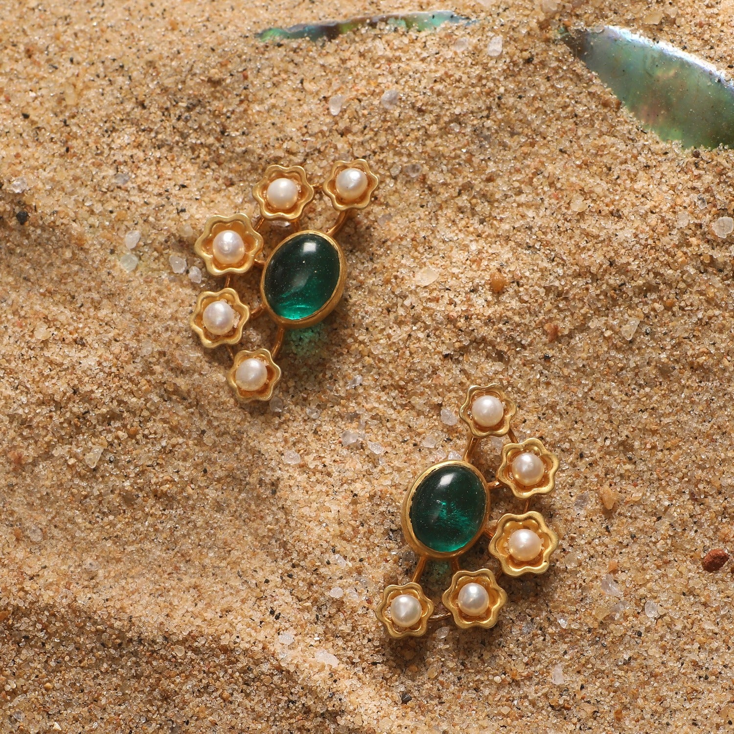 Floral Pearl Silver Studs