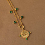 Necklaces Emerald Taurus Zodiac Coin Gold Plated Silver Necklace