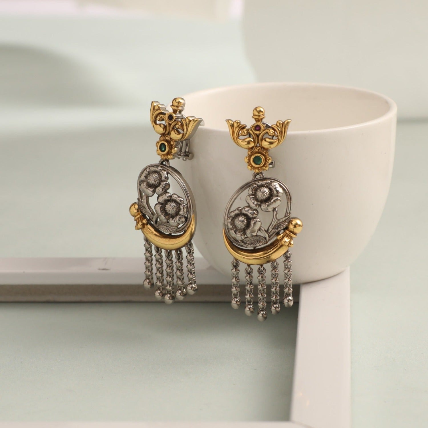 Earrings Bouquet Oxidized Silver Drop Earrings