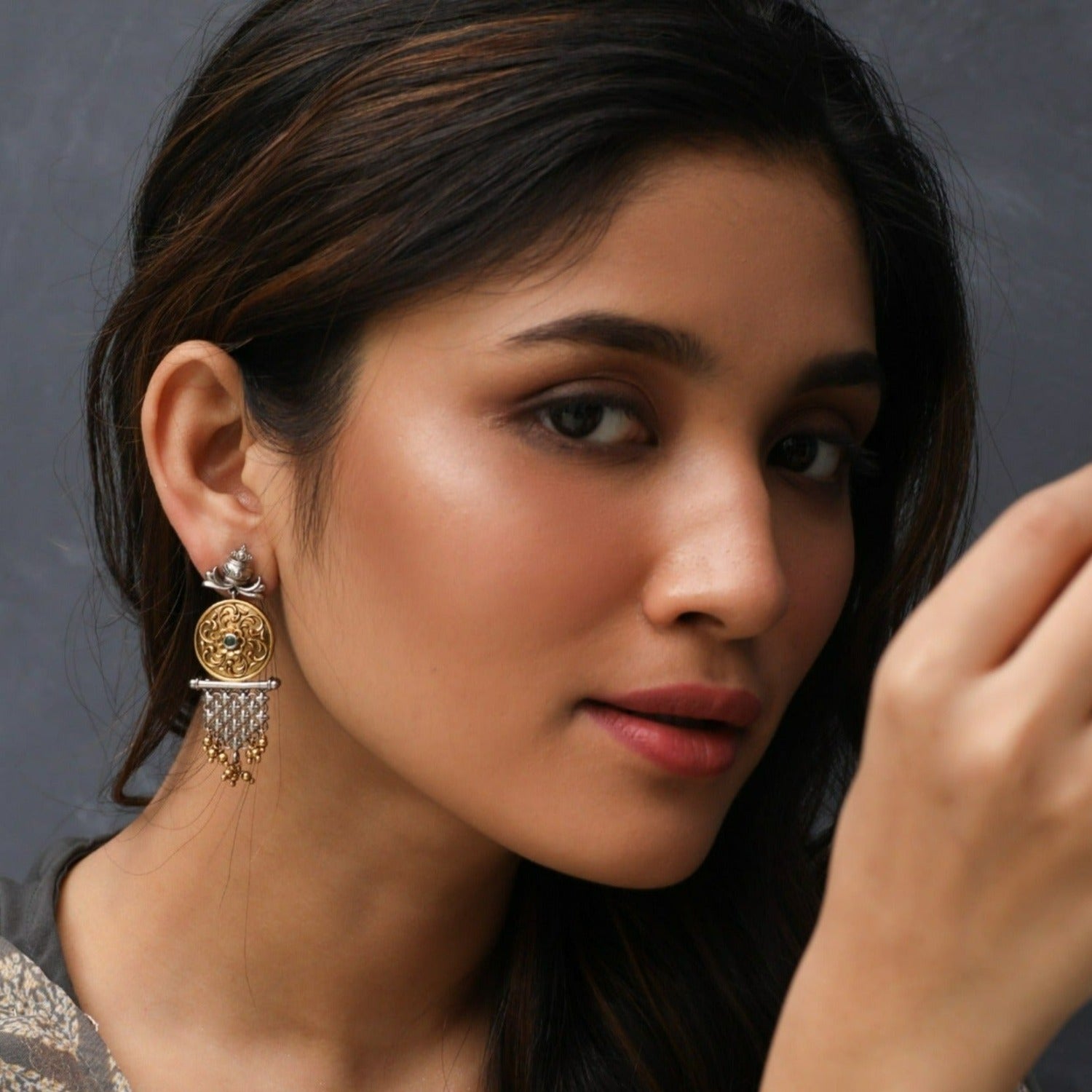 Earrings Shine Statement Oxidized Silver Drop Earrings
