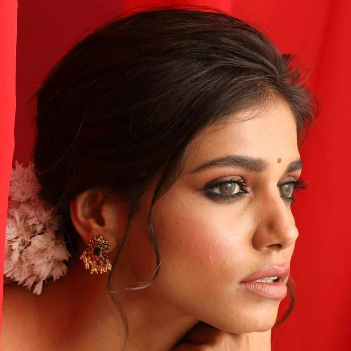 Earrings Komala Kempu Jadau Silver Earrings